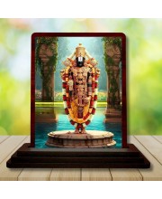 Car Desk/Table Top Lord Balaji Wooden Photo Stand 3x4 Inches, Compact & Stylish Spiritual Display For Car, Home & Office (Pack Of 1) (F14379)