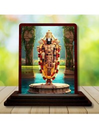 Car Desk/Table Top Lord Balaji Wooden Photo Stand 3x4 Inches, Compact & Stylish Spiritual Display For Car, Home & Office (Pack Of 1) (F14379)