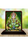 Car Desk/Table Top Lord Ganesha Wooden Photo Stand 3x4 Inches, Compact & Stylish Spiritual Display For Car, Home & Office (Pack Of 1) (F14159)