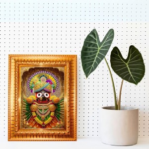 Lord Hanuman Golden Designer Photo Frame | 18x22 Inch Religious Wall Hanging Frame For Home, Office Decoration and Spiritual Gift Item (M5)