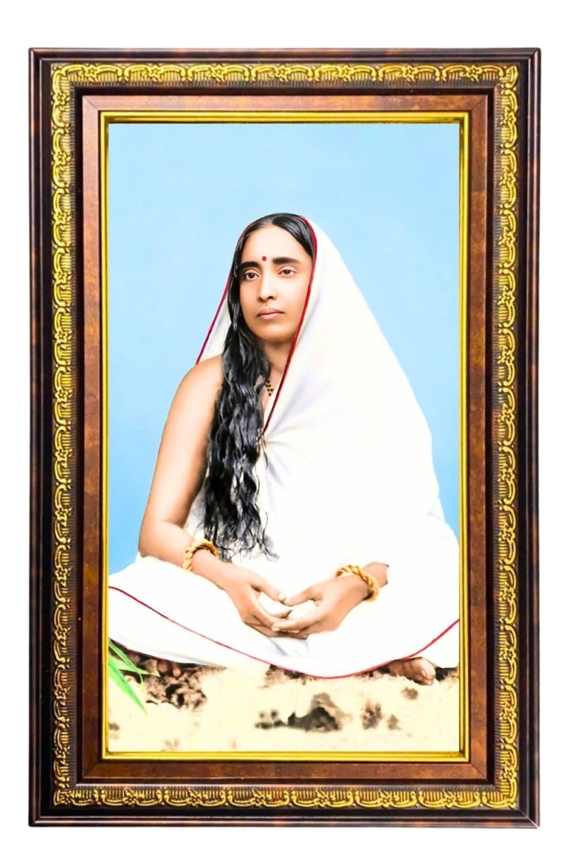 Sarada Devi Digital Golden Balck Color Photo Frame | Hindu Religious Wall Decor | 10x16 Inches - Inspirational Wall Art For Office, Home Decor - Ideal Spiritual Gift (F16635)