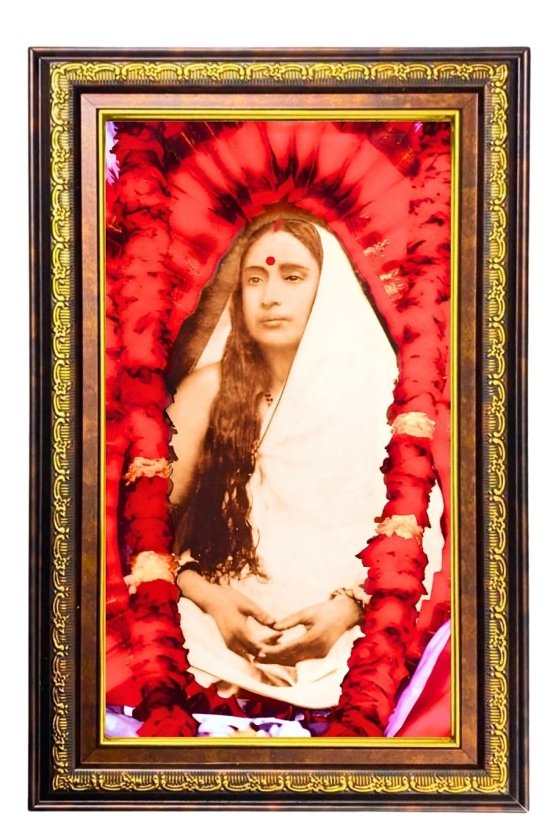 Sarada Devi Digital Golden Balck Color Photo Frame | Hindu Religious Wall Decor | 10x16 Inches - Inspirational Wall Art For Office, Home Decor - Ideal Spiritual Gift (F16726)