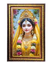 Beautiful Radha Digital Golden Balck Color Photo Frame | Hindu Religious Wall Decor | 10x16 Inches - Inspirational Wall Art For Office, Home Decor - Ideal Spiritual Gift (F16533)