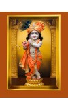 Divine Krishna Golden Photo Frame - 12x16 Inches | Elegant Wooden Frame For Home, Office & Temple Decoration | Spiritual Wall & Table Decor And Gift Item (F9814)