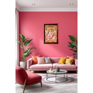 Lord Ram Ji Parivar Photo Frame For Wall & Table | 7x9 Inch Golden Cherry Finish | Decorative Lord Ram Ji Parivar Photo Frame For Home, Office & Pooja Room (F11386)