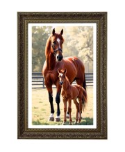 Horse Mom And Her Foal Big Photo Frame - 20x28 Inches For Home,Temple & Office Decoration (F11032)