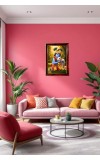 Lord Little Krishna Photo Frame For Wall & Table | 7x9 Inch Golden Cherry Finish | Decorative Lord Little Krishna Photo Frame For Home, Office & Pooja Room (F11775)
