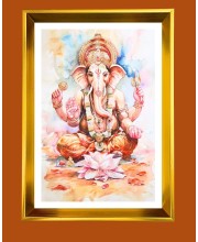 Golden Photo Frame - 10x14 Inches | Elegant Wooden Frame For Home, Office & Temple Decoration | Spiritual Wall & Table Decor and Gift Item