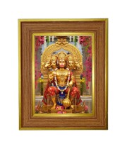 Lord Bajrang Bali Photo Frame 10x14 Inches-Brown Wooden Frame For Home, Office & Temple Decoration And Gifting (F6388)