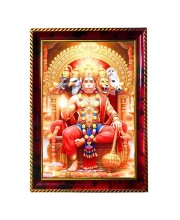 Lord Hanuman Photo Frame For Wall & Table | 7x9 Inch Golden Cherry Finish | Decorative Lord Hanuman Photo Frame For Home, Office & Pooja Room (F11780)