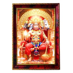 Lord Hanuman Photo Frame For Wall & Table | 7x9 Inch Golden Cherry Finish | Decorative Lord Hanuman Photo Frame For Home, Office & Pooja Room (F11780)