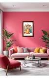 Rama Sita Laxman In Ram Darbar Photo Frame For Wall & Table | 7x9 Inch Golden Cherry Finish | Decorative Rama Sita Laxman In Ram Darbar Photo Frame For Home, Office & Pooja Room (F11433)