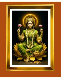 Mata Lakshmi Golden Photo Frame - 12x16 Inches | Elegant Wooden Frame For Home, Office & Temple Decoration | Spiritual Wall & Table Decor And Gift Item (F9858)