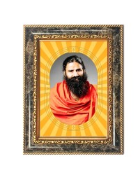 Baba Ramdev Spiritual Guru Digital Photo In Designer Frame, Size 8x12 Inch | Hindu Religious Picture For Home Temple, Office & Gift | Wall Art & Pooja Decor (F10441)