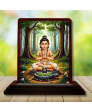 Car Desk/Table Top Swamiye Saranam Ayyappa Wooden Photo Stand 3x4 Inches, Compact & Stylish Spiritual Display For Car, Home & Office (Pack Of 1) (F14215)