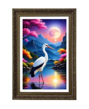 White Stork Or Crane Big Photo Frame - 20x28 Inches For Home,Temple & Office Decoration (F11038)