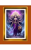 Devi Durga Golden Photo Frame - 18x22 Inches | Elegant Wooden Frame For Home, Office & Temple Decoration | Spiritual Wall & Table Decor And Gift Item (F9739)