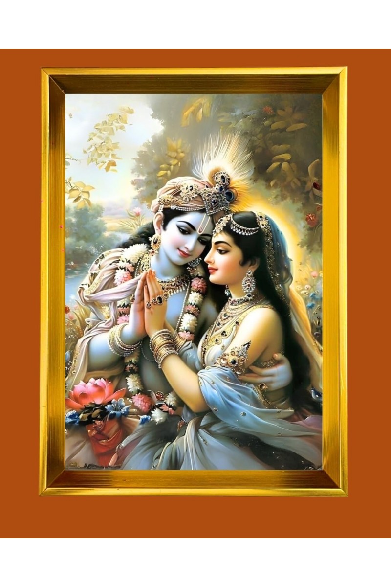 Golden Photo Frame - 10x14 Inches | Elegant Wooden Frame For Home, Office & Temple Decoration | Spiritual Wall & Table Decor and Gift Item