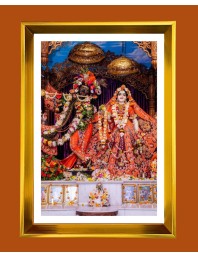 Divine Radha Krishna Golden Photo Frame - 10x14 Inches | Elegant Wooden Frame For Home, Office & Temple Decoration | Spiritual Wall & Table Decor And Gift Item (F9499)