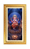 Lord Ganesh Digital Golden Color Photo Frame | Hindu Religious Wall Decor | 12x19 Inches - Inspirational Wall Art For Office, Home Decor - Ideal Spiritual Gift (F10385)