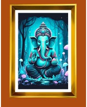 Golden Photo Frame - 10x14 Inches | Elegant Wooden Frame For Home, Office & Temple Decoration | Spiritual Wall & Table Decor and Gift Item