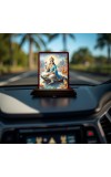 Car Desk/Table Top Goddess Ganga Wooden Photo Stand 3x4 Inches, Compact & Stylish Spiritual Display For Car, Home & Office (Pack Of 1) (F14157)