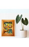 Radha Krishna Golden Designer Photo Frame | 14x18 Inch Religious Wall Hanging Frame For Home & Office Decoration | Hindu Deity Spiritual Gift Item