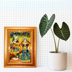 Radha Krishna Golden Designer Photo Frame | 10x14 Inch Religious Wall Hanging Frame For Home & Office Decoration | Hindu Deity Radha Krishna Spiritual Gift Item Radha Krishna Golden Designer Photo Frame | 10x14 Inch Religious Wall Hanging Frame For Home & Office Decoration | Hindu Deity Radha Krishna Spiritual Gift Item