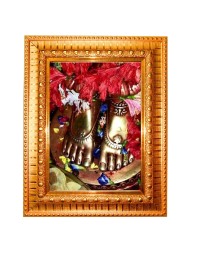 Goddess Kali Golden Designer Photo Frame | 12x16 Inch Religious Wall Hanging Frame For Home & Office Decoration | Hindu Deity Spiritual Gift Item
