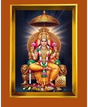 Mata Lakhsmi Golden Photo Frame - 16x20 Inches | Elegant Wooden Frame For Home, Office & Temple Decoration | Spiritual Wall & Table Decor And Gift Item (F9762)