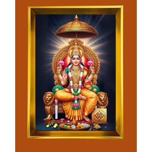 Mata Lakhsmi Golden Photo Frame - 14x18 Inches | Elegant Wooden Frame For Home, Office & Temple Decoration | Spiritual Wall & Table Decor And Gift Item (F9762)