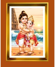 Golden Photo Frame - 10x14 Inches | Elegant Wooden Frame For Home, Office & Temple Decoration | Spiritual Wall & Table Decor and Gift Item