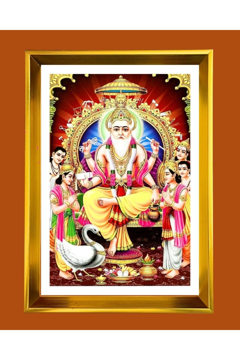Golden Photo Frame - 10x14 Inches | Elegant Wooden Frame For Home, Office & Temple Decoration | Spiritual Wall & Table Decor and Gift Item