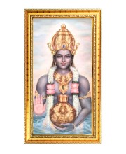 Lord Dhanvantari Digital Golden Color Photo Frame | Hindu Religious Wall Decor | 10x17 Inches - Inspirational Wall Art For Office, Home Decor - Ideal Spiritual Gift (F10193)