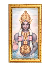 Lord Dhanvantari Digital Golden Color Photo Frame | Hindu Religious Wall Decor | 8x15 Inches - Inspirational Wall Art For Office, Home Decor - Ideal Spiritual Gift (F10193)