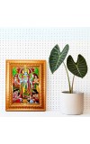 Lord Satyanarayana Swamy Golden Designer Photo Frame | 10x14 Inch Religious Wall Hanging Frame For Home & Office Decoration | Hindu Deity Spiritual Gift Item