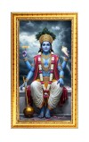 Lord Vishnu Digital Golden Color Photo Frame | Hindu Religious Wall Decor | 8x15 Inches - Inspirational Wall Art For Office, Home Decor - Ideal Spiritual Gift (F10225)