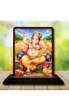 Car Desk/Table Top Lord Ganesha Wooden Photo Stand 3x4 Inches, Compact & Stylish Spiritual Display For Car, Home & Office (Pack Of 1) (F14523)