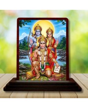 Car Desk/Table Top Lord Hanuman And Rama Sita Wooden Photo Stand 3x4 Inches, Compact & Stylish Spiritual Display For Car, Home & Office (Pack Of 1) (F14239)