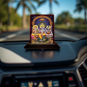 Car Desk/Table Top Lord Vishnu Wooden Photo Stand 3x4 Inches, Compact & Stylish Spiritual Display For Car, Home & Office (Pack Of 1) (F15138)