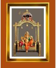 Golden Photo Frame - 10x14 Inches | Elegant Wooden Frame For Home, Office & Temple Decoration | Spiritual Wall & Table Decor and Gift Item