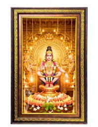 God Ayyappa Digital Golden Balck Color Photo Frame | Hindu Religious Wall Decor | 10x16 Inches - Inspirational Wall Art For Office, Home Decor - Ideal Spiritual Gift (F16556)