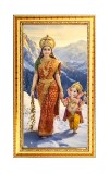 Yashoda & Ganesh Digital Golden Color Photo Frame | Hindu Religious Wall Decor | 8x15 Inches - Inspirational Wall Art For Office, Home Decor - Ideal Spiritual Gift (F10296)