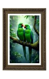 Two Love Birds Parrot Big Photo Frame - 20x28 Inches For Home,Temple & Office Decoration (F11045)