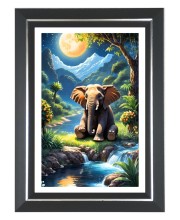 Elephant Photo Wall & Table Frame | 10x14 Inch Black Designer | Perfect For Gifting & Home Decor (F9643)