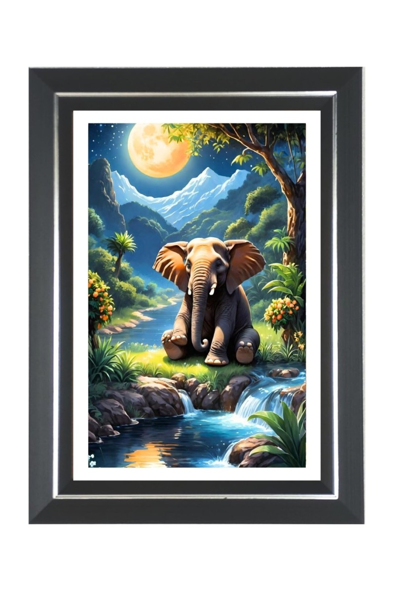 Elephant Photo Wall & Table Frame | 10x14 Inch Black Designer | Perfect For Gifting & Home Decor (F9643)