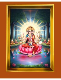 Mata Lakhsmi Golden Photo Frame - 16x20 Inches | Elegant Wooden Frame For Home, Office & Temple Decoration | Spiritual Wall & Table Decor And Gift Item (F9715)