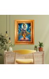 Divine Krishna Golden Designer Photo Frame | 10x14 Inch Religious Wall Hanging Frame For Home & Office Decoration | Hindu Deity Divine Krishna Spiritual Gift Item