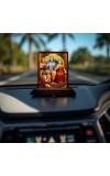Car Desk/Table Top Lord Rama Sita Wooden Photo Stand 3x4 Inches, Compact & Stylish Spiritual Display For Car, Home & Office (Pack Of 1) (F14445)