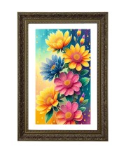 Floral Painting Print Big Photo Frame - 20x28 Inches For Home,Temple & Office Decoration (F10997)